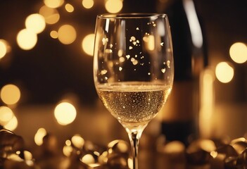 Golden Glow of Festive Celebration with Champagne Glass