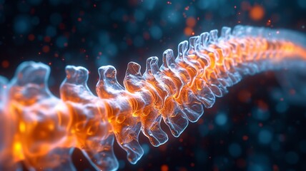 3D representation of human spine. Internal view, generative ai