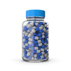 Glass Pill Bottle Blue PNG
