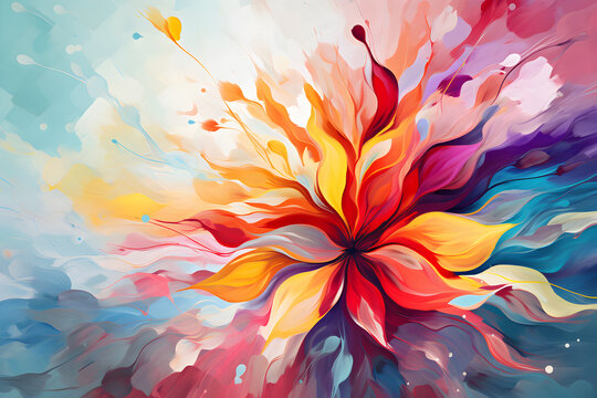 beautiful minimalistic colorful watercolor abstract art of a flower, ai generated