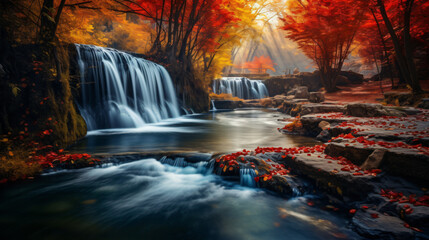 Amazing in nature beautiful waterfall