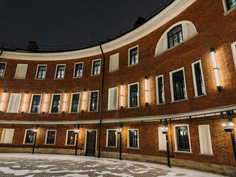 Brick building of New Holland in Winter St. Petersburg . High quality photo