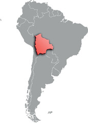BOLIVIA MAP 3D ISOMETRIC WITH SOUTH AMERICA MAP