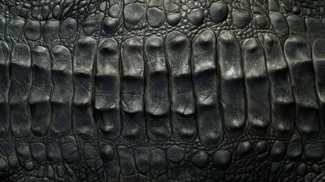 Crocodile skin textured background. Dark brown alligator scales. Concepts of texture, luxury materials, exotic leather, and detailed close up.