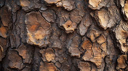 Macro Photography of Weathered Tree Bark Texture. Intricate Details and Earth Tones of a Tree's Protective Exterior
