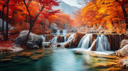 Fototapeta na wymiar Amazing in nature beautiful waterfall