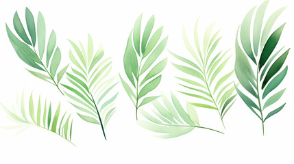 Artistic Palm Leaf Arrangement, Artistic arrangement of dark green palm leaves, closeup suitable for stylish wallpaper designs, Modern botanical art or creative interior decoration, AI Generated - obrazy, fototapety, plakaty