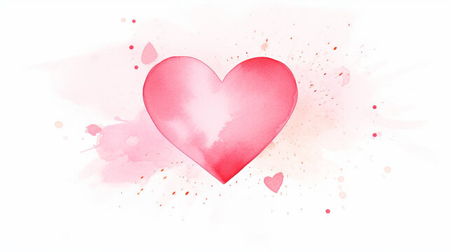 Artistic Red Heart with Watercolor Splashes, Perfect for creative Valentine's Day, AI Generated