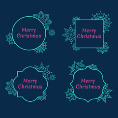 Set of Christmas and New Year frames with snowflakes. Vector illustration
