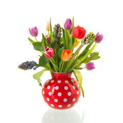 Bouquet tulips and Hyacinths in vase