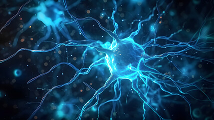 Nerve cell blue color banner.