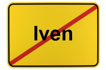 Illustration eines Ortsschildes der Gemeinde Iven in Mecklenburg-Vorpommern