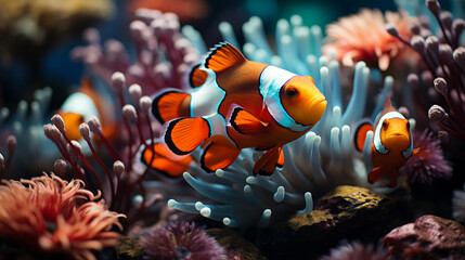 Fototapeta na wymiar Iconic Clownfish and Anemones