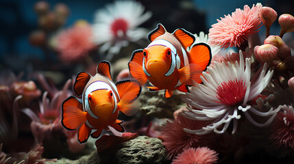 Naklejka na ściany i meble Iconic Clownfish and Anemones