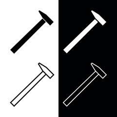 Hammer icons set. Symbol of construction or creation. Construction tool.