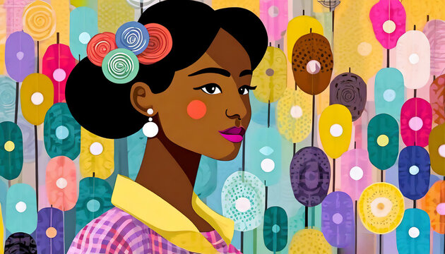 Female Illustration colorful background