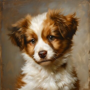 Cute animal. A picture of a dog mixed in white, black and brown. Generative AI, Portrait of Dog, a brown and white puppy, Portrait of a dog