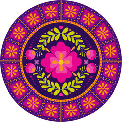 Otomi embroidery flower style mandala
