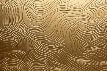  a close up view of a metallic surface with wavy lines on the side of the surface and a gold background.