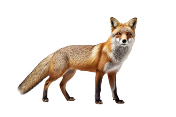 Red fox standing, detailed and isolated on black on transparent background