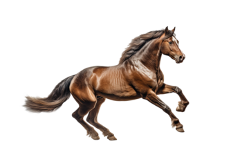 Majestic horse galloping, isolated on a transparent background