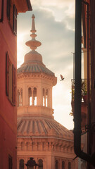 View of the Historic thermal fountain called "La Bollente" in Acqui Terme, the City of wine 2024.