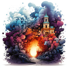 Obraz premium illustration fantasy house against white background