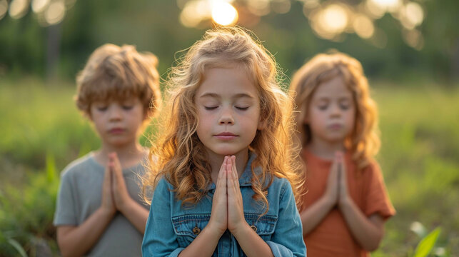Innocent Prayers: Children Bowing in Prayer