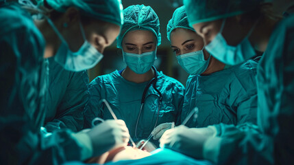 Group of surgeons in the operating room, Hospital, medicine - obrazy, fototapety, plakaty