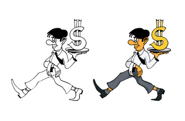 Coloring pages for kids with business people, cartoon style