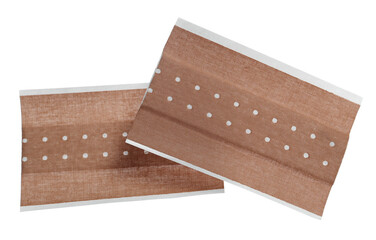 Adhesive bandage new, sticky isolated on white, top view,