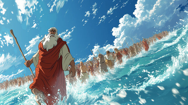 Moses looks serious and kind. His look reflects a deep seriousness, which is accompanied by a warm and kind charisma.