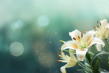  a close up of a bunch of flowers on a blurry background with a boke of lights in the background.