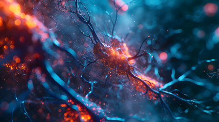 Neurons cells concept, kaleidoscopic, Coffinwood, oil, ultra wide-angle, 