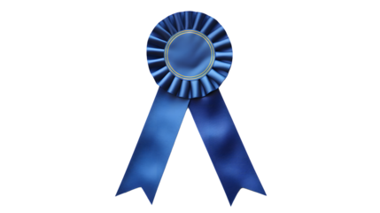 Elegant Blue Rosette Award Ribbon with Circular Center on Transparent Background