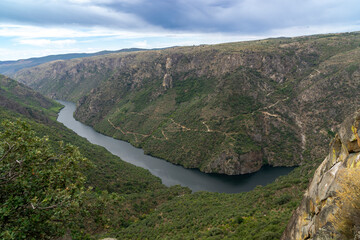 Fototapeta na wymiar View of the Duero River from the viewpoint called Colagon del Tio Paco. Arribes del Duero, Salamanca, Spain.