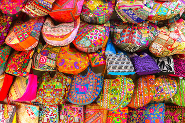 Fototapeta na wymiar New Delhi, India. Bags on the Main Bazaar (Paharganj) in New Delhi.