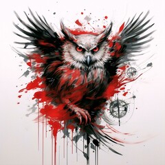 Fantasy Owl Head Sketch Illustration