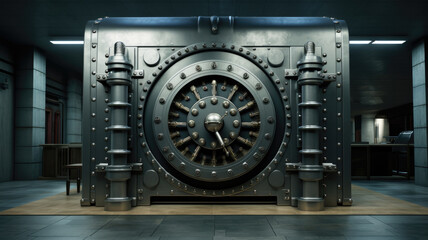 A large bank safe in a large bank vault.