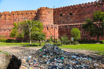 Agra, India. Beautiful architecture of Agra Fort - A UNESCO World Heritage site.