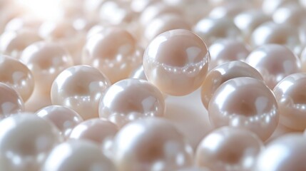 Multiple pearls scattered loosely, their varied shapes and sizes creating a natural and organic feel, presented on a bright white background to accentuate their purity and luster