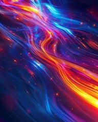 Fototapeta premium abstract color background with motion blurred lights and shadow, long exposure A mind-bending image capturing streaks of vibrant light resembling tachyon particles in motion.