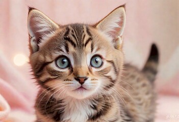 Naklejka na ściany i meble Playful Tabby Kitten, Generative AI