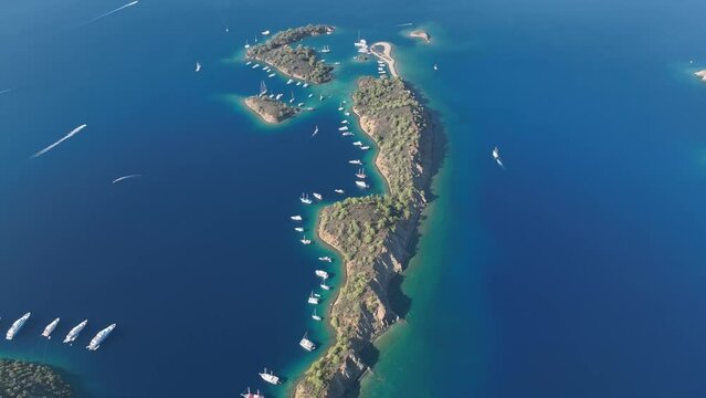 Turkish Maldives Yassica Islands Drone Video, Gocek Fethiye, Mugla Turkiye (Turkey)