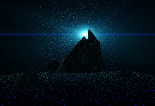 Glow Space Mountain Background, Sci-fi Background