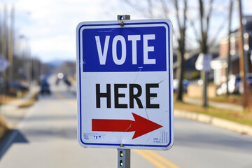 Vote here sign.