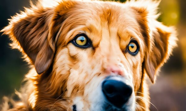 Close-up image revealing the features of a brown dog