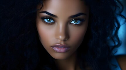 Fototapeta premium A close up portrait of a black woman with beautiful eyes and skin