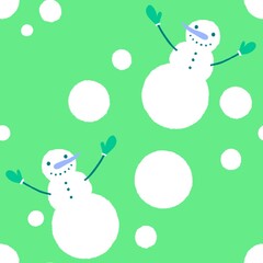 Christmas cartoon ice seamless snowman pattern for wrapping paper and fabrics and linens and kids accessories