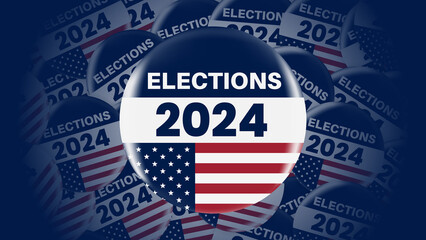 2024 presidential election badge or pin. US, USA, american election, voting sign. - obrazy, fototapety, plakaty